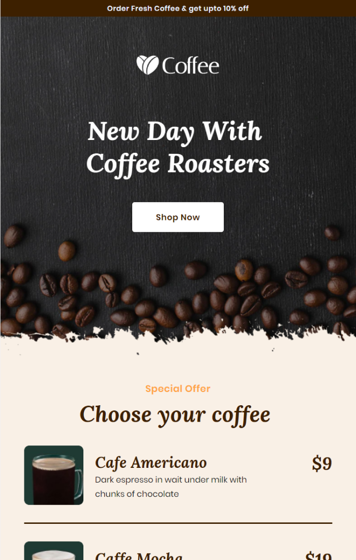 Coffee Cafe And Restaurant Email Templates