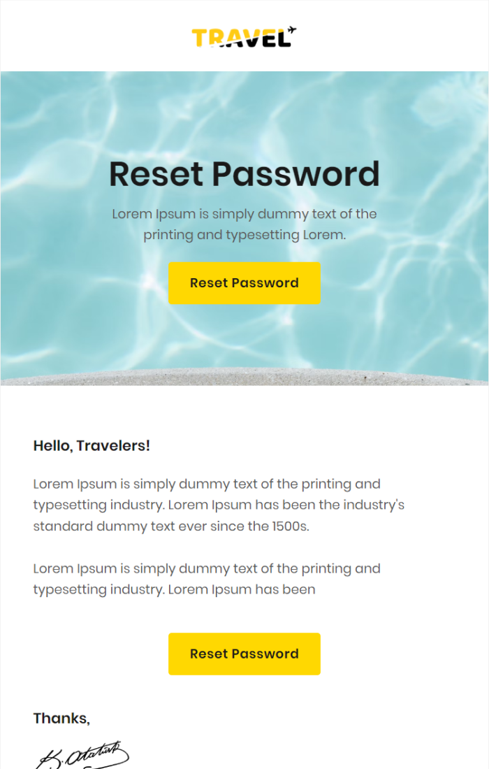 travel reset password